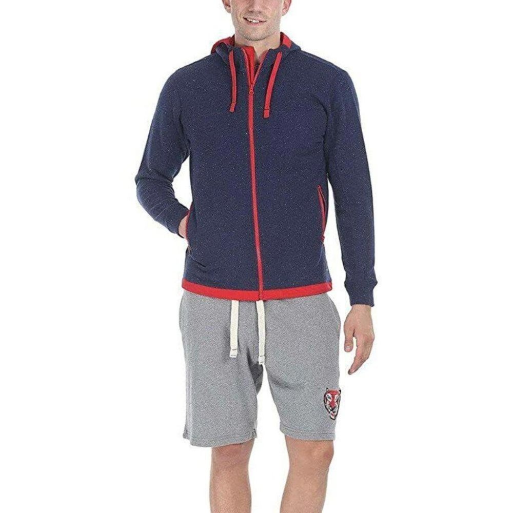 Zobello Men's Hoodie Jacket Zipper Navy Sweatshirt Oversized Winter S New